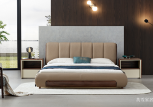Product picture：Furniture factory 莫霞家居 Home Furniture products 《Kachi genuine leather inlaid wood soft bed》议价