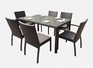 Product picture：Furniture factory 美之滕 Outdoor furniture products 《Dark brown outdoor eat desk and chair》议价