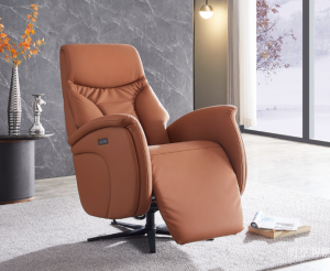 Product picture：Furniture factory 明亨智能 Smart home products 《Orange brown leather single smart sofa》议价