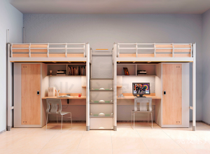 Product picture：Furniture factory 兆发家具 Office furniture products 《Light wood white frame storage apartment bed》议价