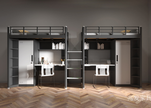 Product picture：Furniture factory 兆发家具 Office furniture products 《Black and white metal-framed apartment bed》议价