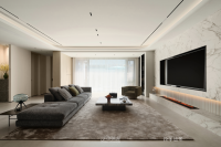 Furniture factory拉菲德堡Diary:拉菲德堡·私宅项目 | 在形与意的风格之间，构筑超越时光的精神栖所

LIVING ROOM
客厅

开阔的客厅空间，岩板与地毯交织，营造出舒适而奢华的氛围，高大的落地窗将自然光线毫无保留地引入室内，将室外景致框成一幅幅流动的画卷。【图1】