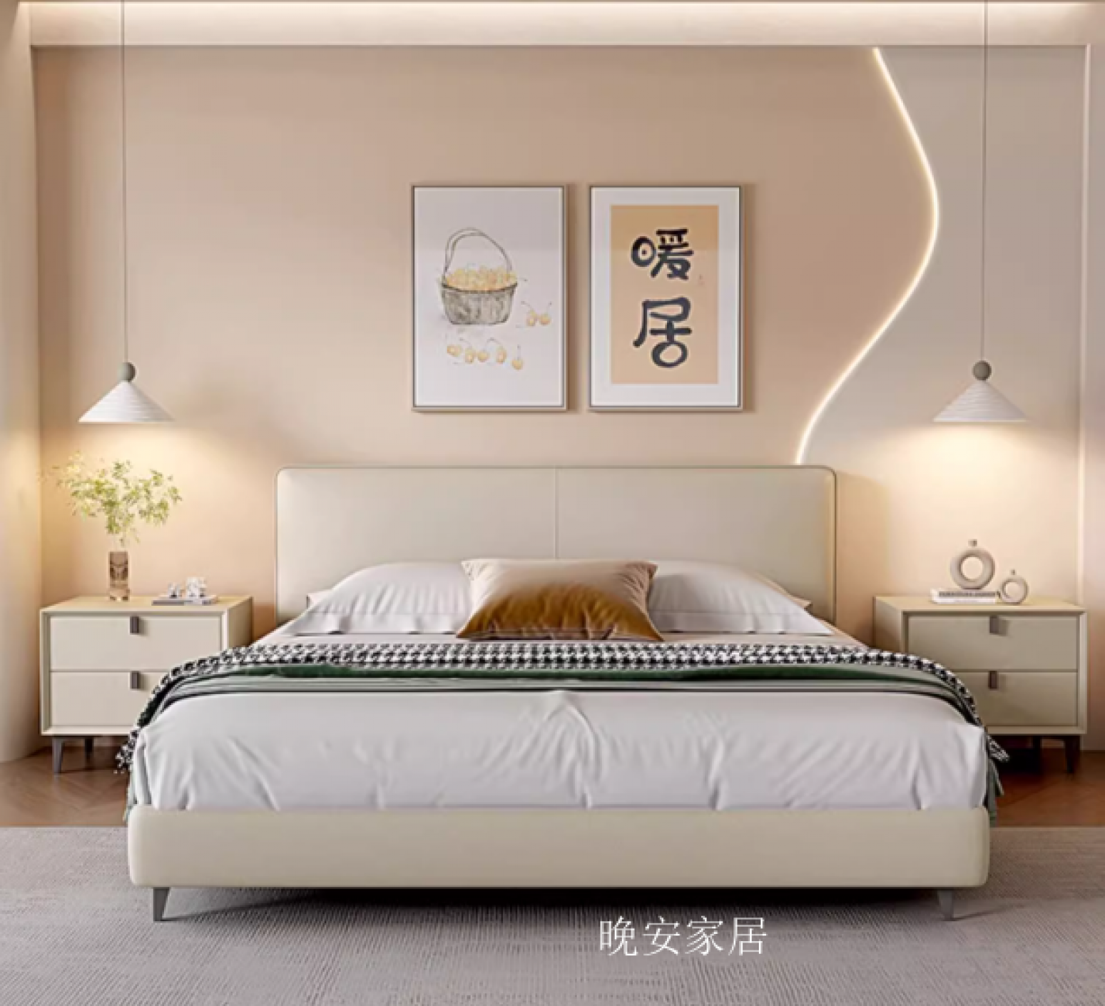 晚安家居Home Furniture产品《Simple Italian-Style Upholstered Leather Bed》