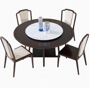 Product picture：Furniture factory朗萨家私Home Furnitureproduct name《Solid Wood Round Dining Table with Lazy Susan》议价
