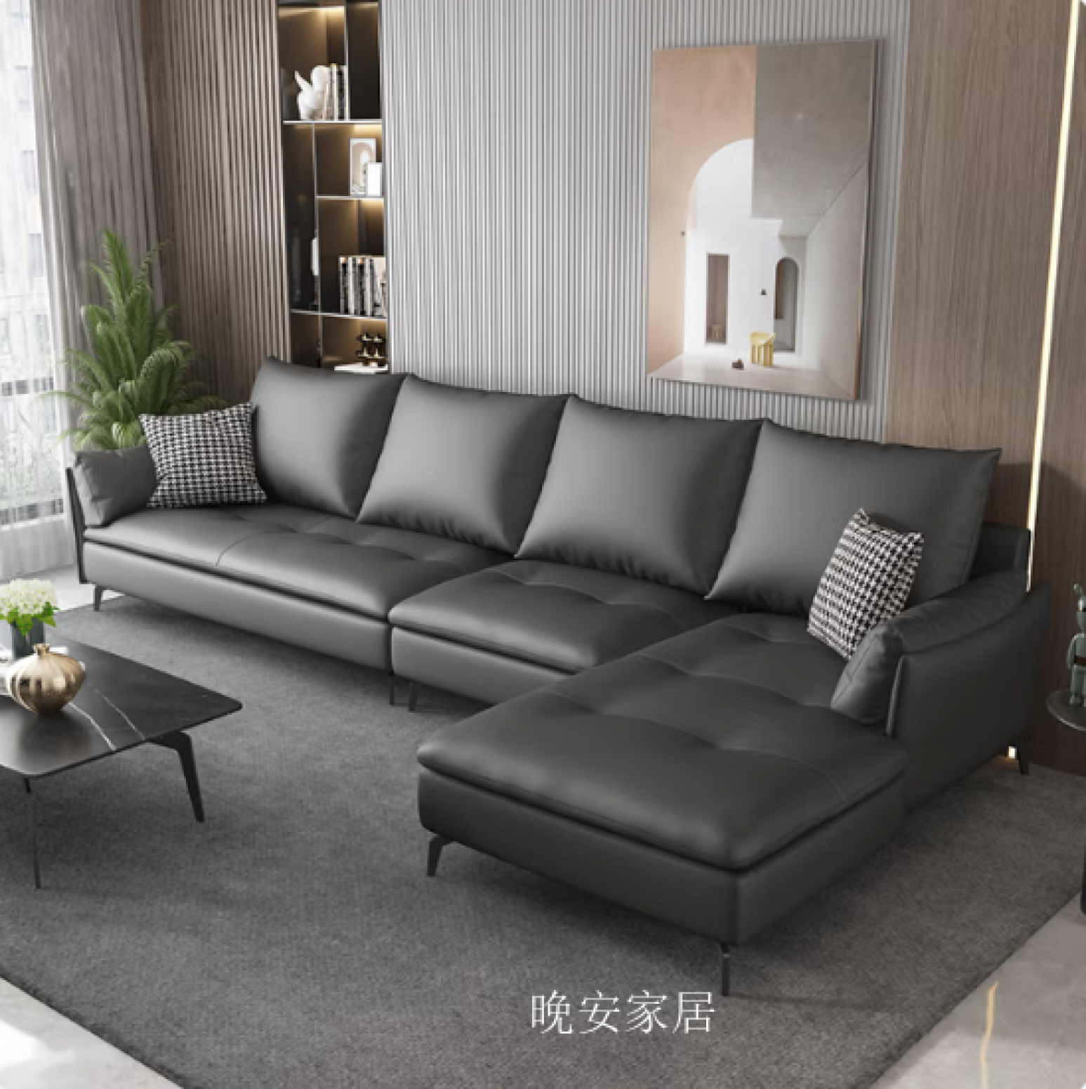 晚安家居Home FurnitureProduct《Modern Top-Grain Leather Sofa》【图0】