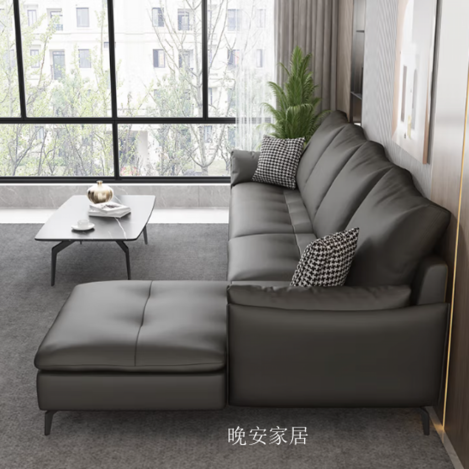 晚安家居Home FurnitureProduct《Modern Top-Grain Leather Sofa》【图3】