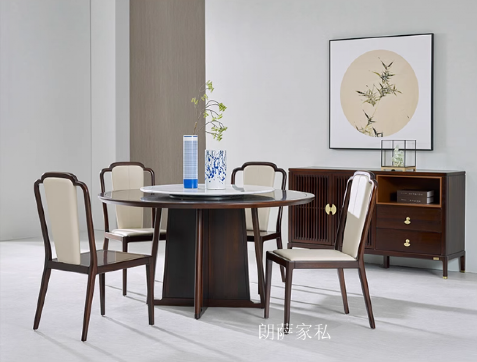 朗萨家私Home FurnitureProduct《Solid Wood Round Dining Table with Lazy Susan》【图0】