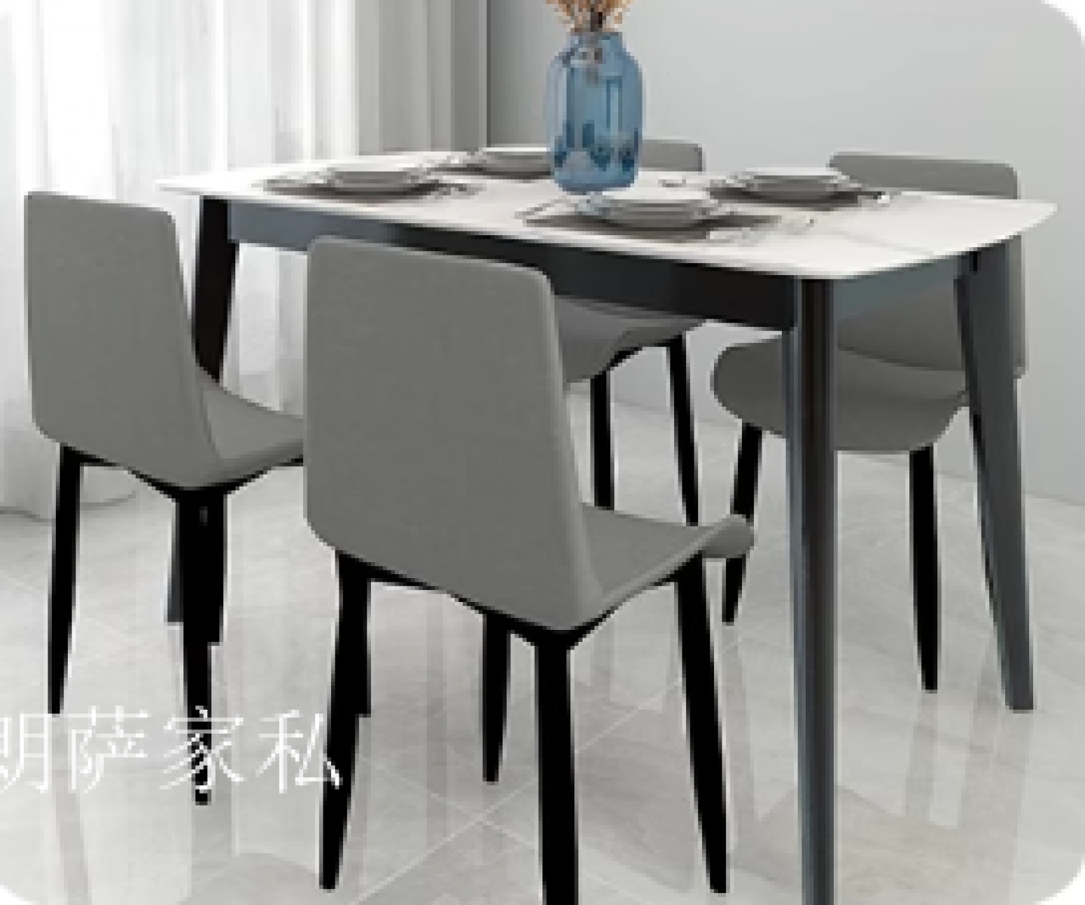 朗萨家私Home FurnitureProduct《Modern Minimalist Porcelain Slab Dining Set》【图3】
