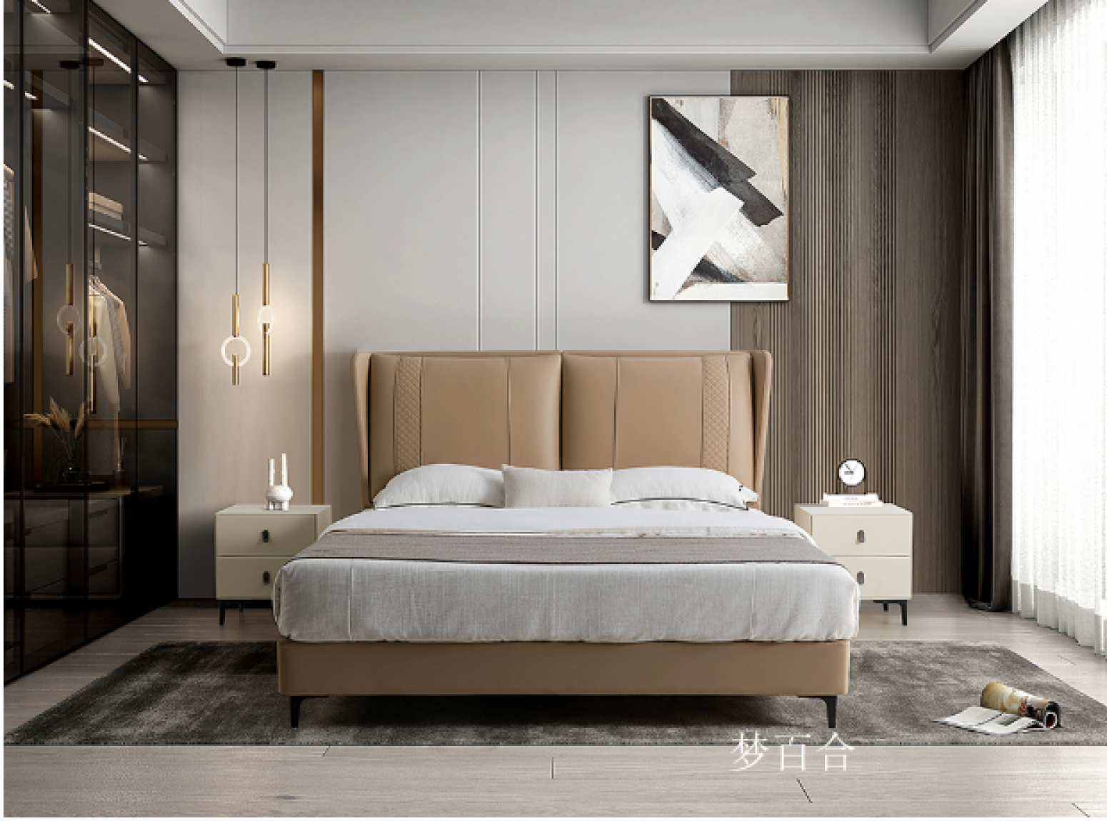 梦百合Home FurnitureProduct《Genuine leather soft-padded bed frame》【图0】