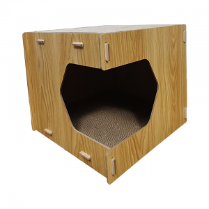 Product picture：Furniture factory泰萌宠物Pet furnitureproduct name《Solid Wood Corrugated Cat House》议价