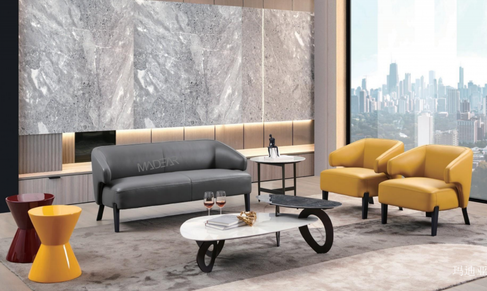 玛迪亚 Home Furniture product 《Madera genuine leather sofa》