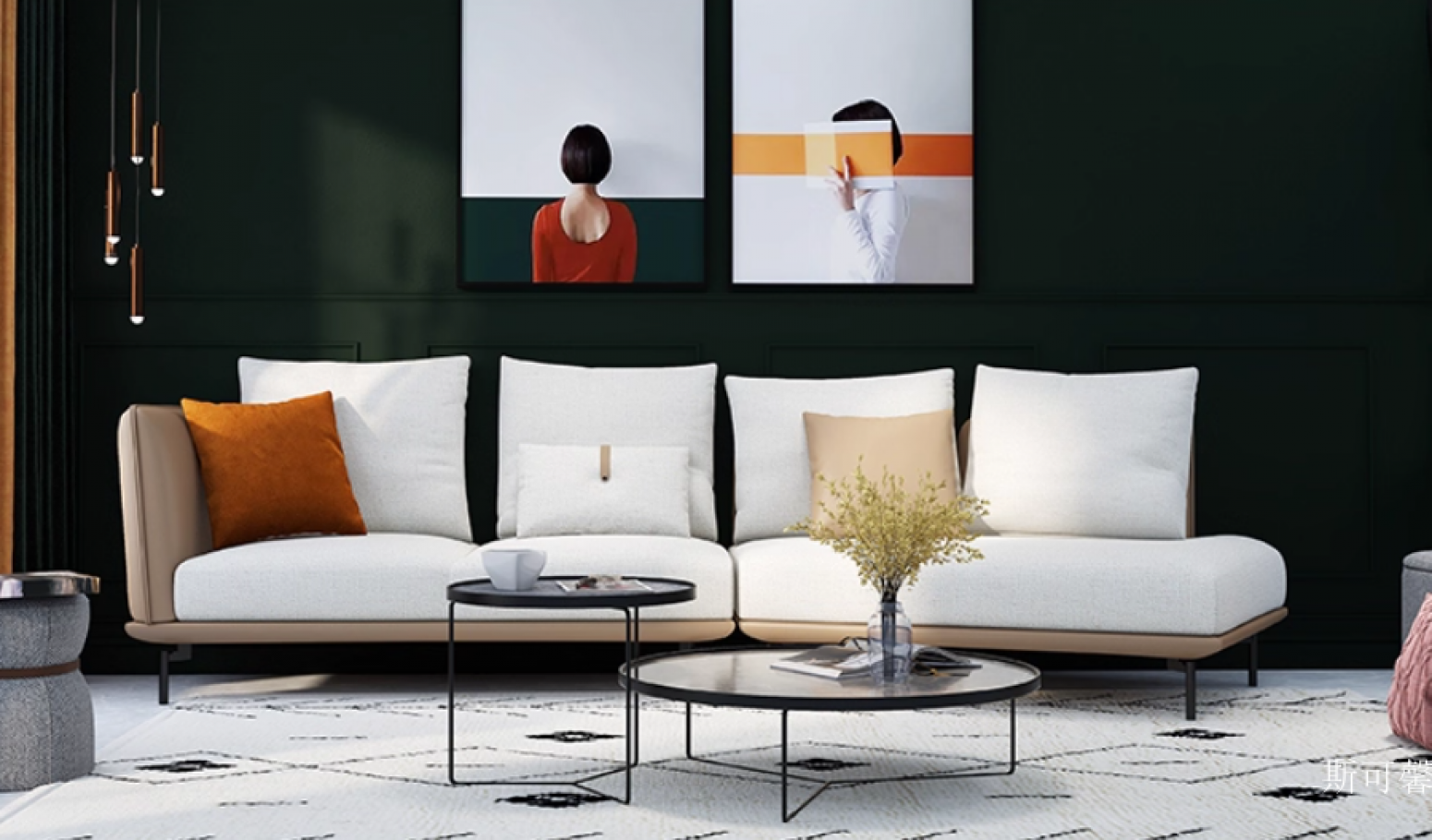 斯可馨 Home Furniture Product 《Living Room Combination Fabric Sofa​》【图1】