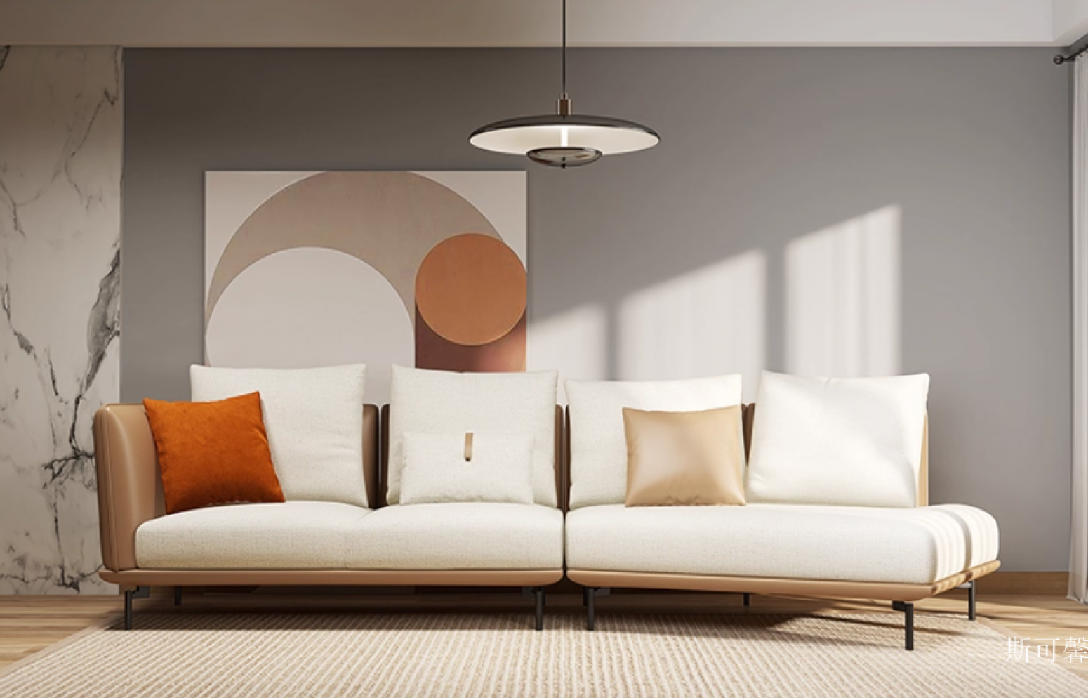 斯可馨 Home Furniture Product 《Living Room Combination Fabric Sofa​》【图2】