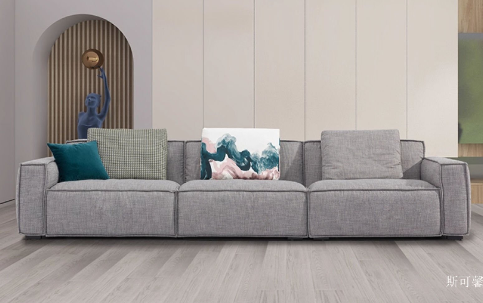 斯可馨 Home Furniture product 《Italian Minimalist Linen-Cotton Fabric Sofa》