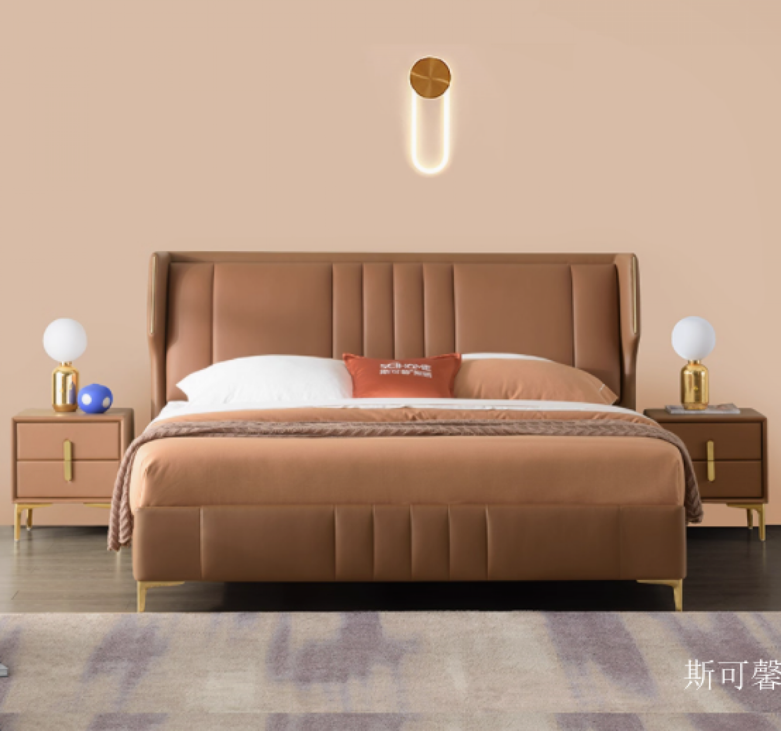 斯可馨 Home Furniture Product 《​Italian Light Luxury Full-Grain Cowhide Bed》【图0】