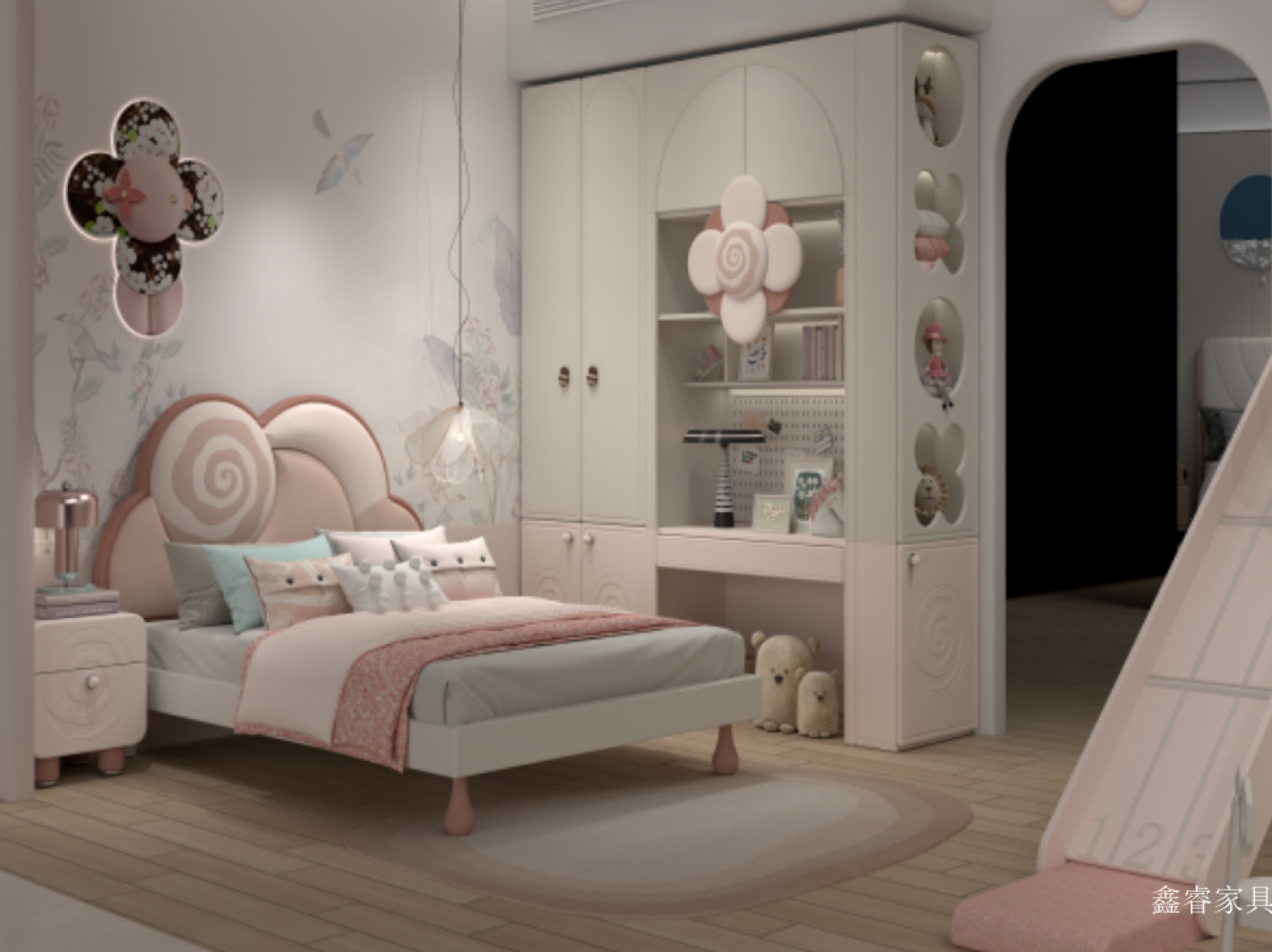 鑫睿家具 Children's furniture product 《Flower-like princess-style children's bed》