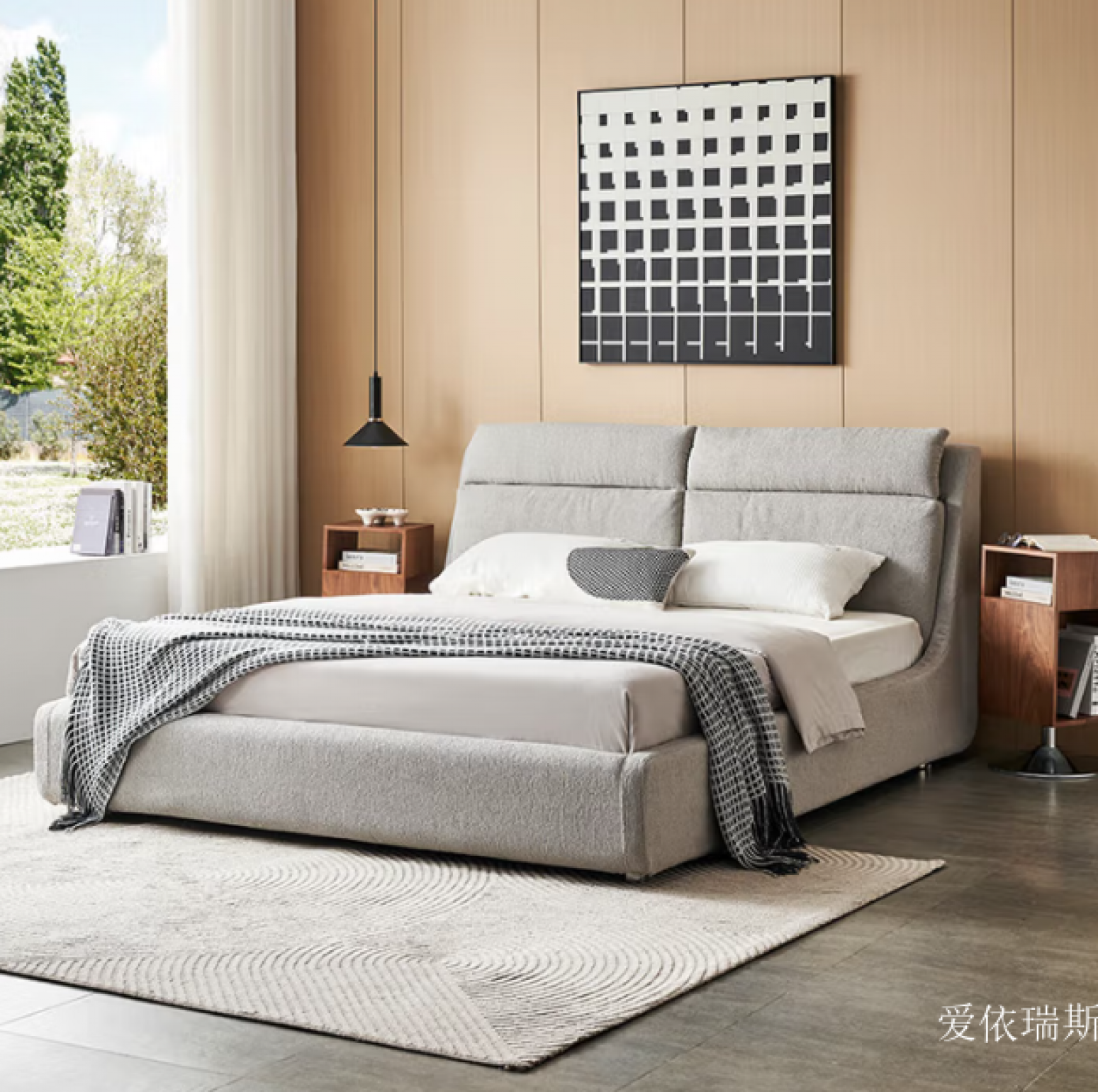 爱依瑞斯 Home Furniture Product 《Light Beige Linen Upholstered Bed》【图2】