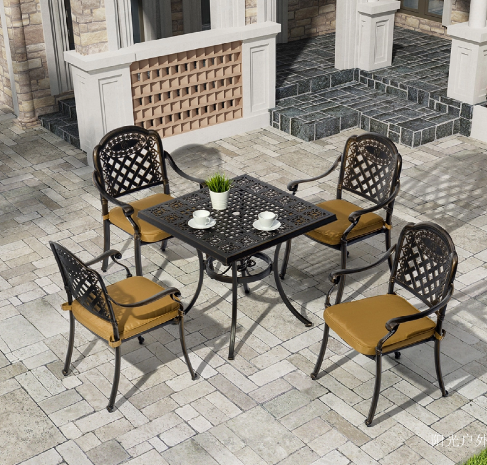 阳光户外 Home Furniture Product 《Cast Aluminum Garden Table and Chair Set》【图0】