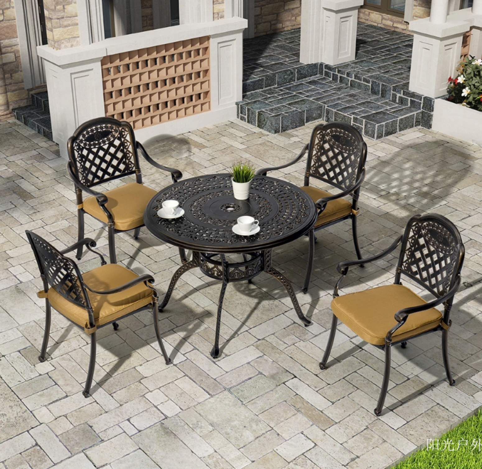 阳光户外 Home Furniture Product 《Cast Aluminum Garden Table and Chair Set》【图3】