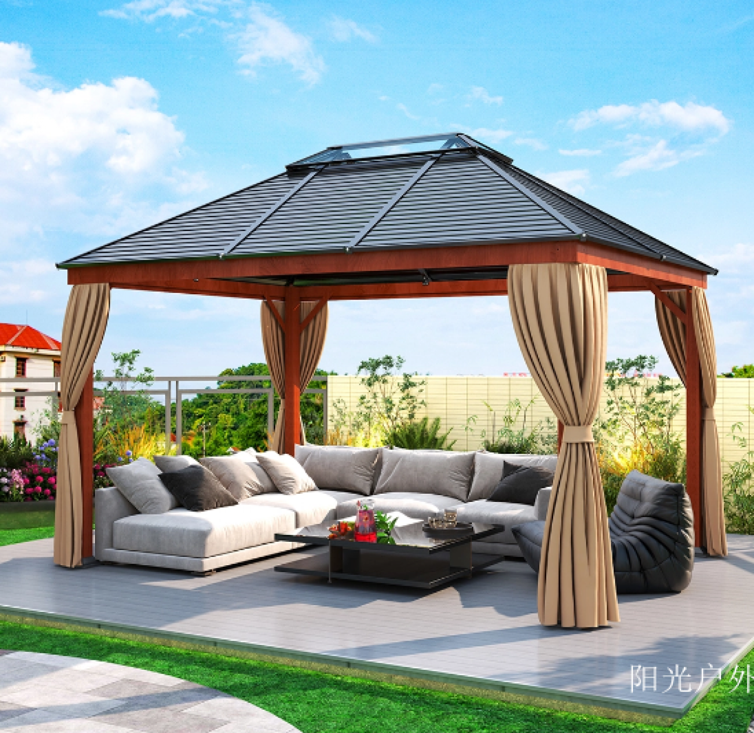 阳光户外 Outdoor furniture Product 《Premium Wood-Grain Outdoor Canopy Gazebo》【图1】