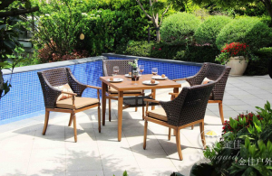 金佳户外Outdoor furnitureproduct《Woven Rattan&Solid Wood Combined Outdoor Table and Chairs》议价