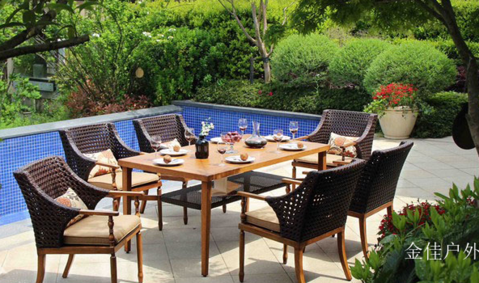 金佳户外Outdoor furnitureProduct《Woven Rattan&Solid Wood Combined Outdoor Table and Chairs》【图2】