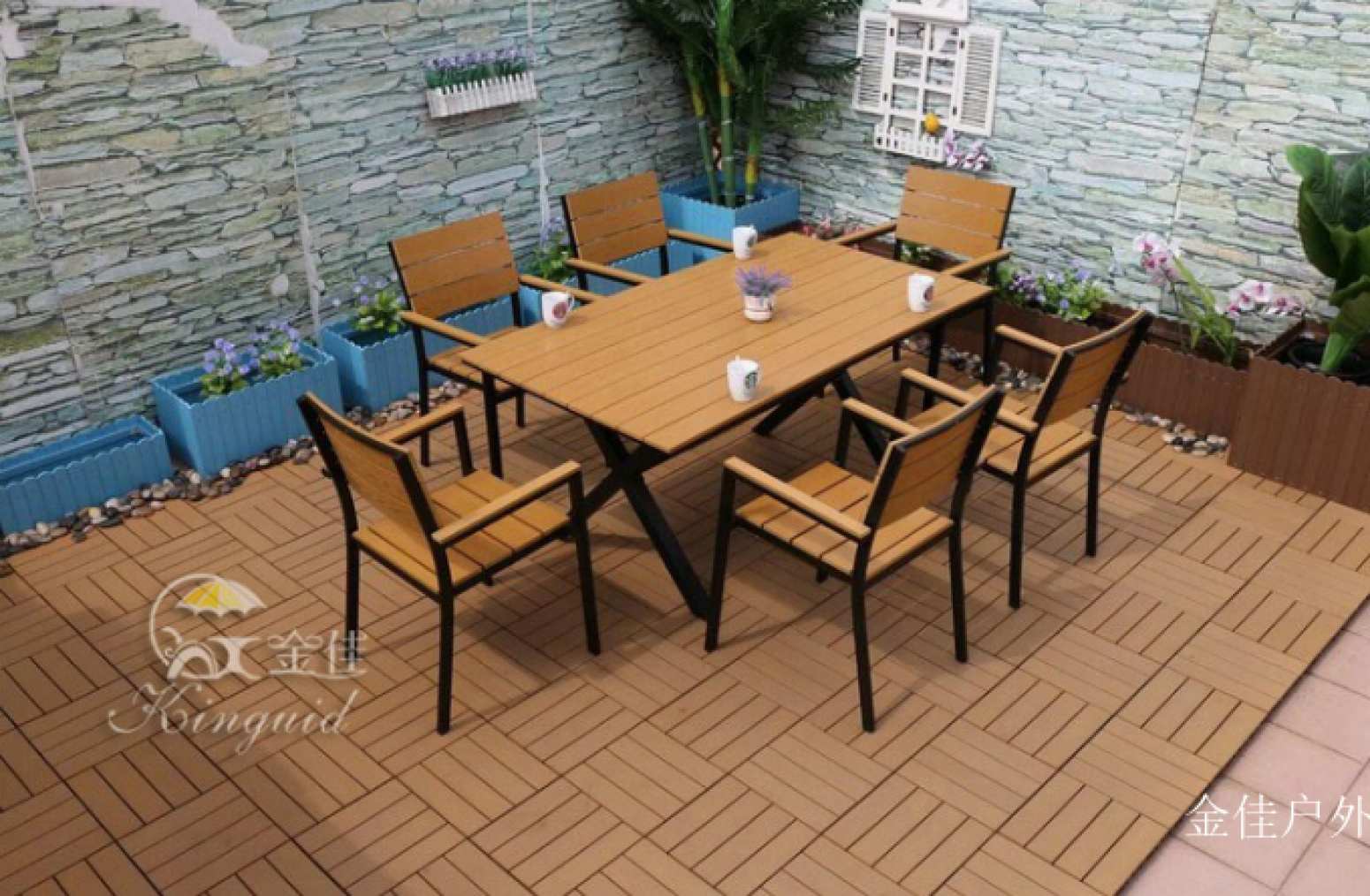 金佳户外Outdoor furnitureProduct《Wood-Plastic Composite Outdoor Table and Chairs》【图0】