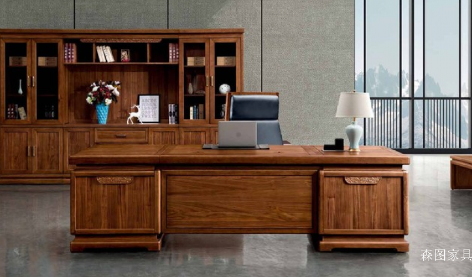 森图家具Office furnitureProduct《Classic Solid Wood Executive Desk》【图2】