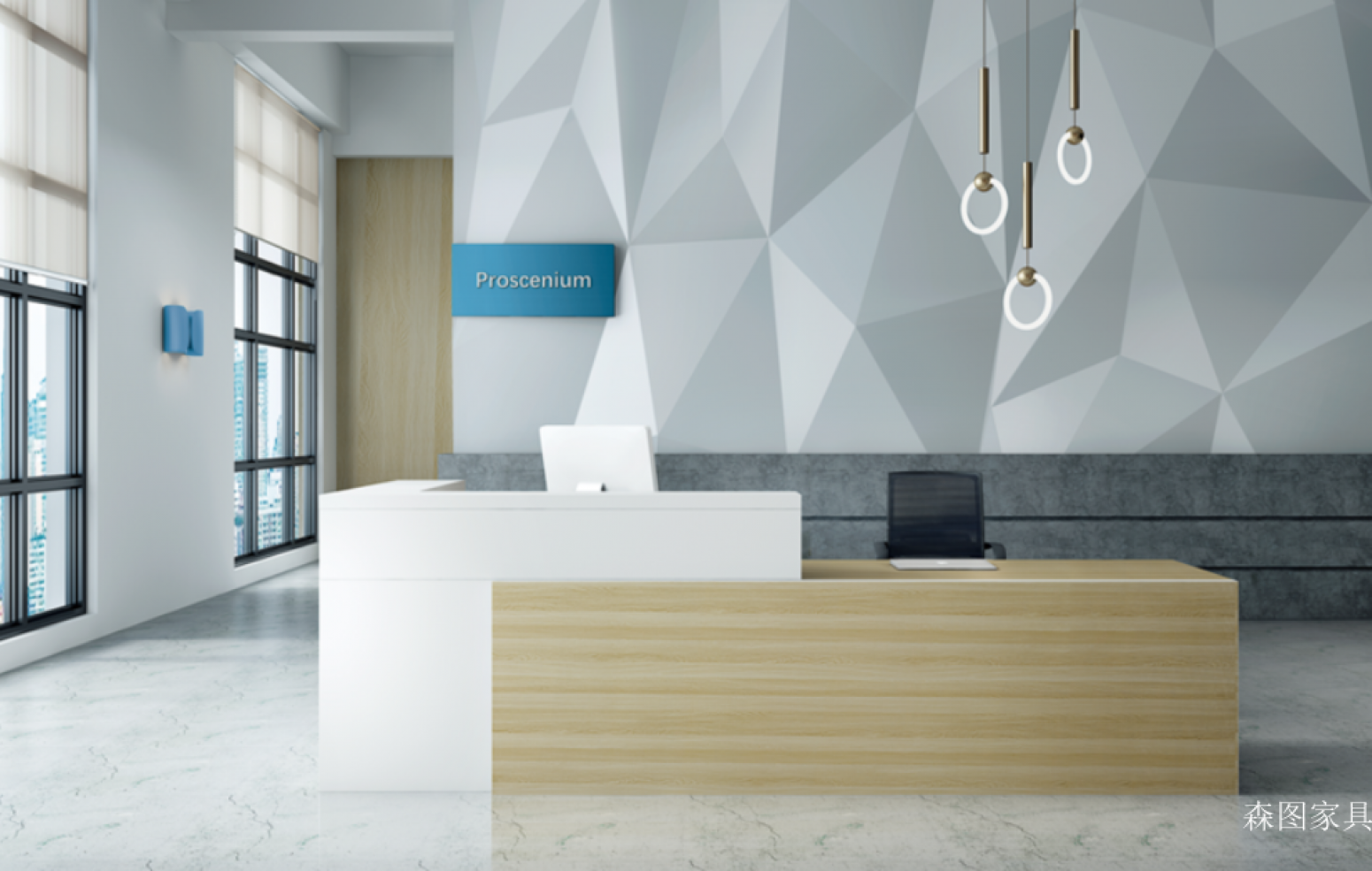 森图家具Office furniture产品《Sentu Modern Spliced Reception Desk》
