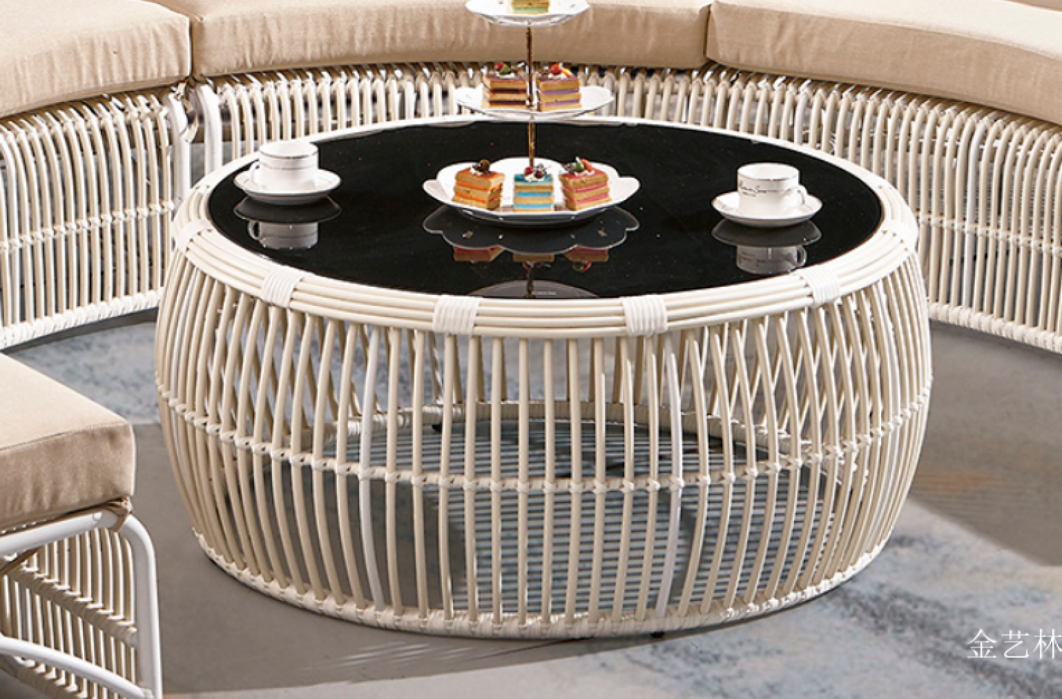 金艺林 Outdoor furniture Product 《Huanyu Curved Rattan Outdoor Sofa》【图2】