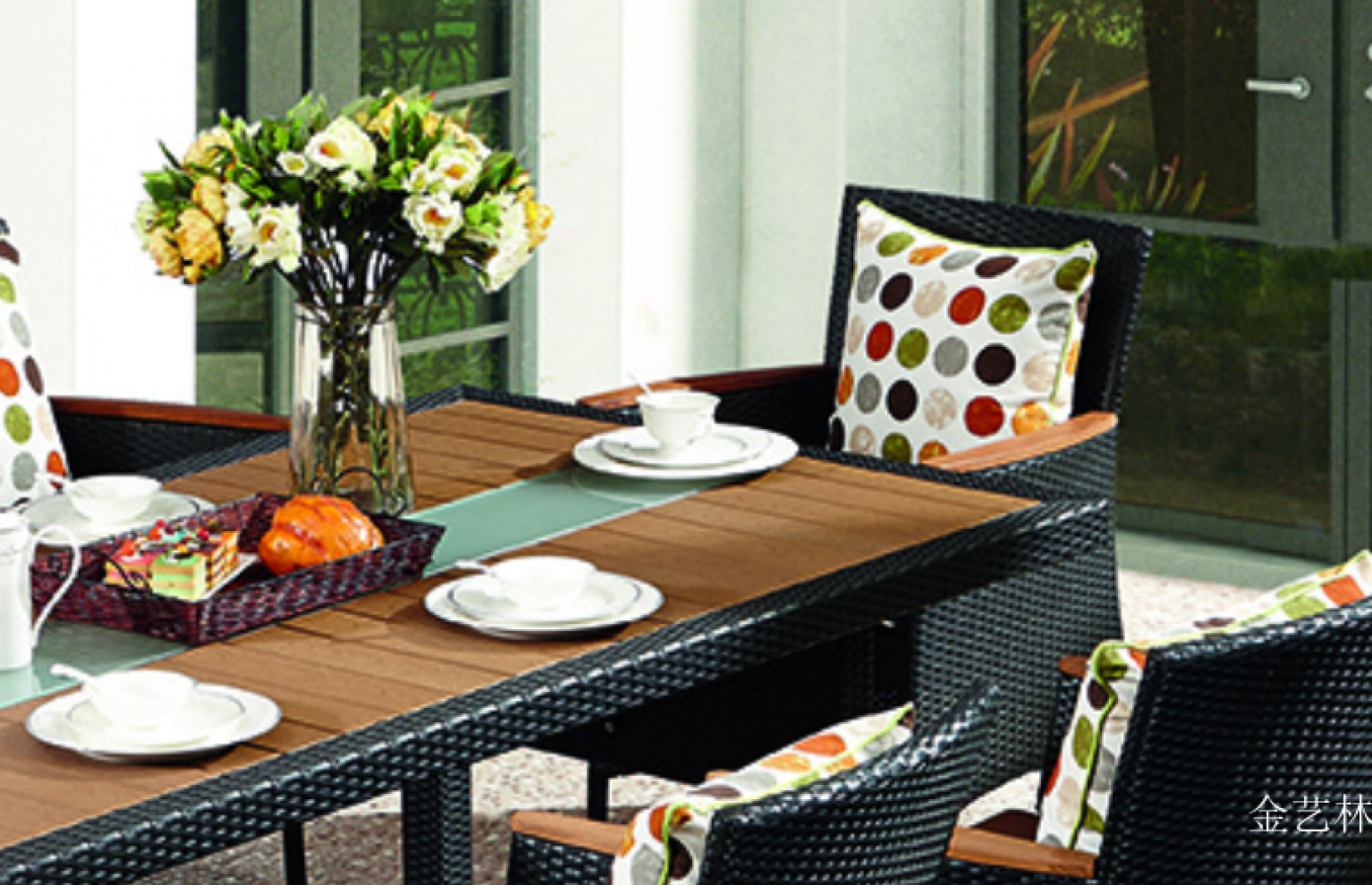 金艺林 Outdoor furniture Product 《Dark Brown Rattan-like Outdoor Dining Set》【图1】