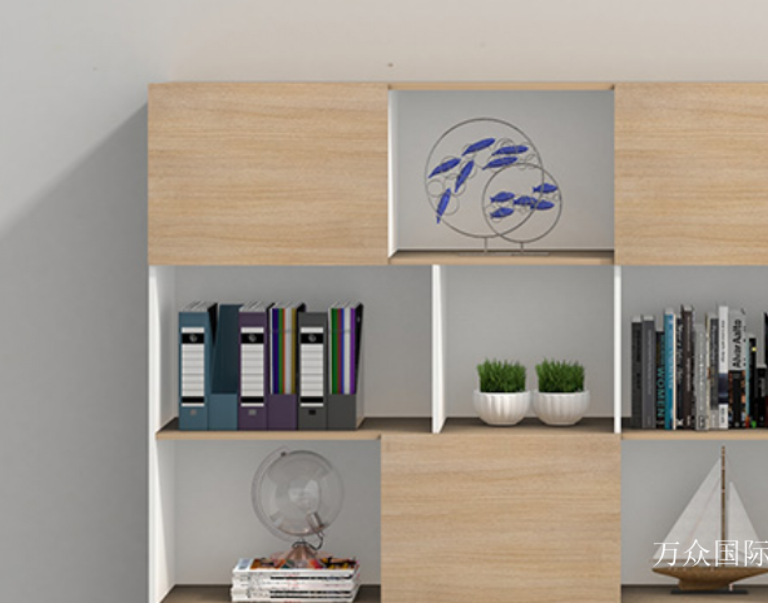 万众国际Office furnitureProduct《Wood Grain Color-Block Open File Cabinet》【图2】