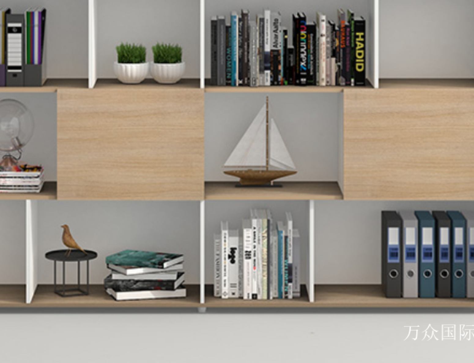 万众国际Office furnitureProduct《Wood Grain Color-Block Open File Cabinet》【图1】
