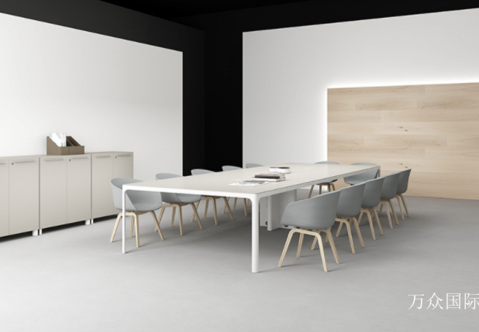 万众国际Office furnitureProduct《Light Wood Tone Simple Conference Table》【图1】