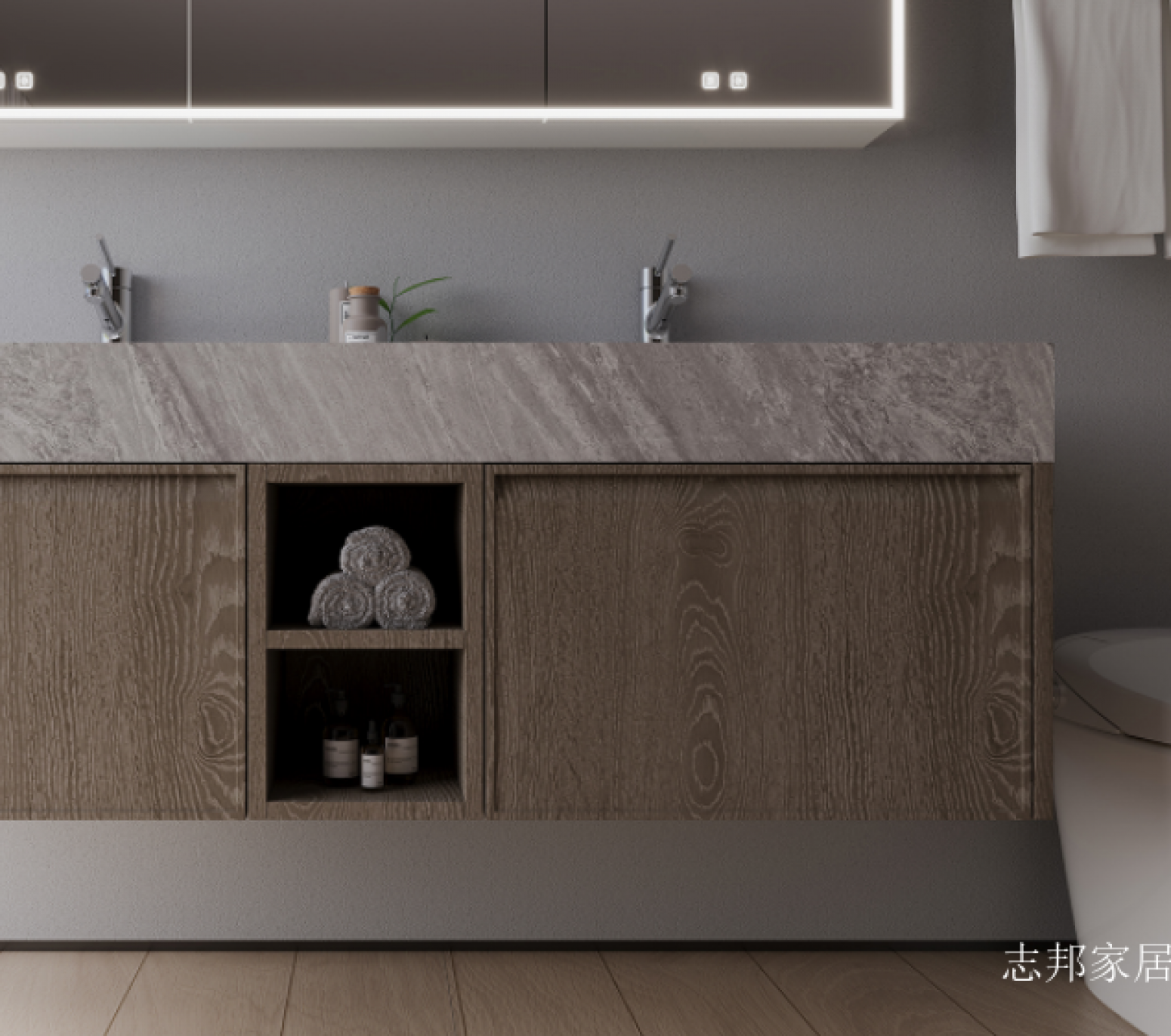 志邦家居 Bathroom furniture Product 《Yuting Fontaine White Wood Bathroom Cabinet》【图1】