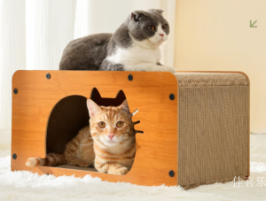 佳喜乐Pet furniture《Solid Wood Cat Scratcher & Cat Bed Combo》