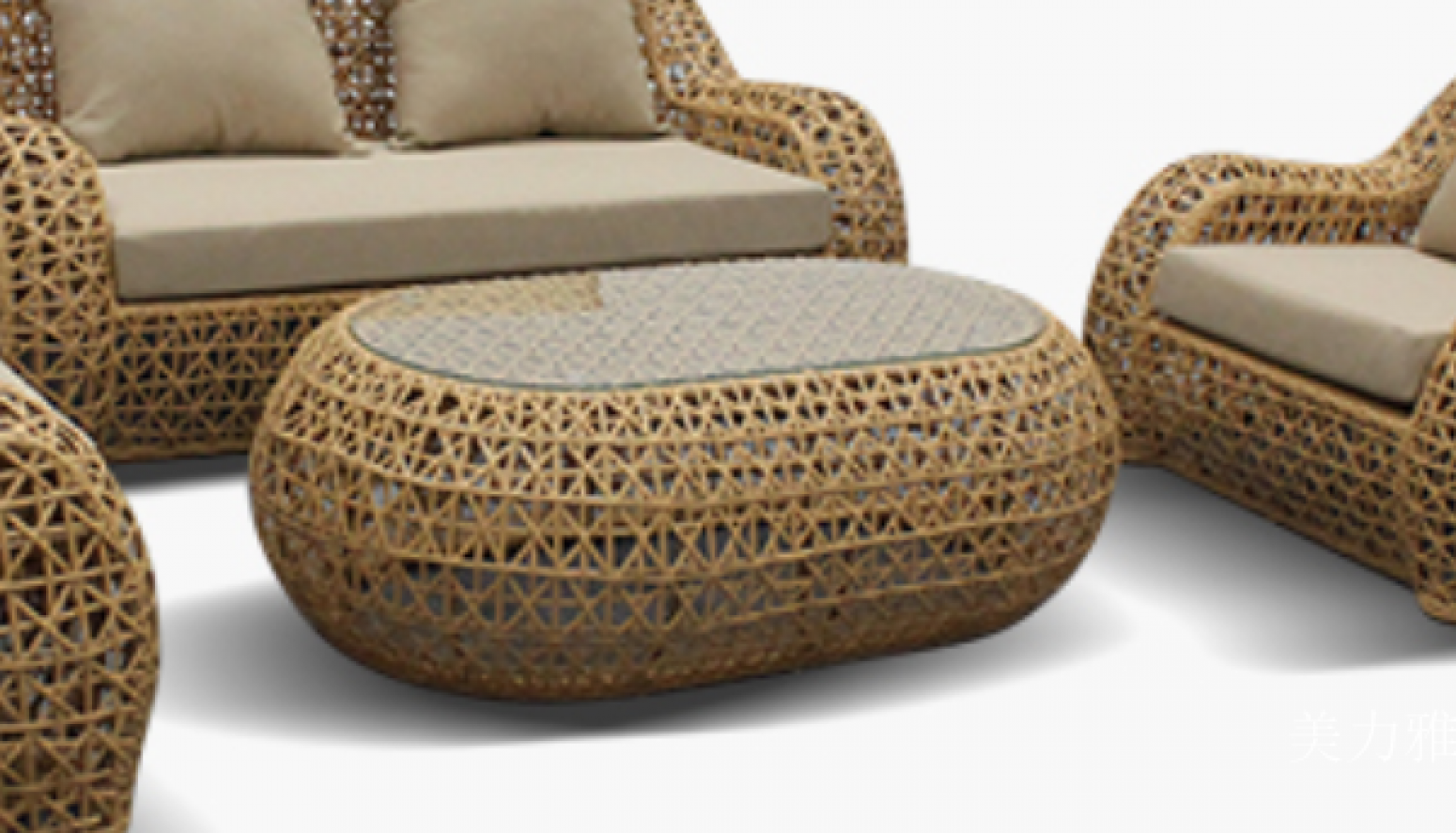 美力雅 Outdoor furniture Product 《Minimalist Rattan-Woven Outdoor Sofa》【图0】