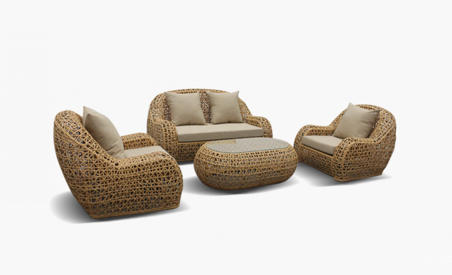 美力雅 Outdoor furniture Product 《Minimalist Rattan-Woven Outdoor Sofa》【图1】