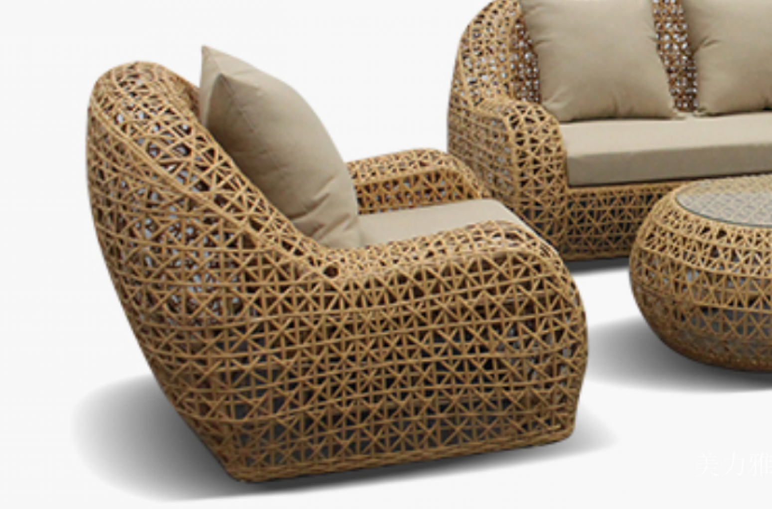 美力雅 Outdoor furniture Product 《Minimalist Rattan-Woven Outdoor Sofa》【图2】