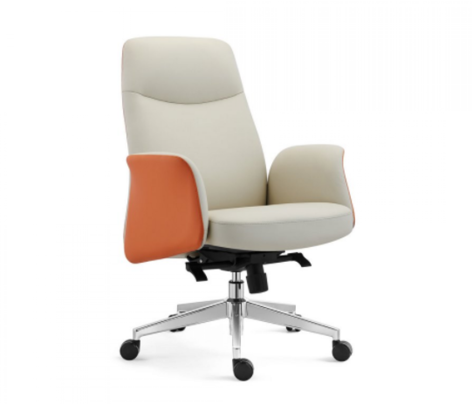 盛联达 Office furniture product 《Beige and Orange Accent Leather Office Chair》