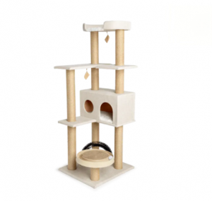 森田宠物 Pet furniture product 《Linen Cat Tree with Toy Storage Bin》议价