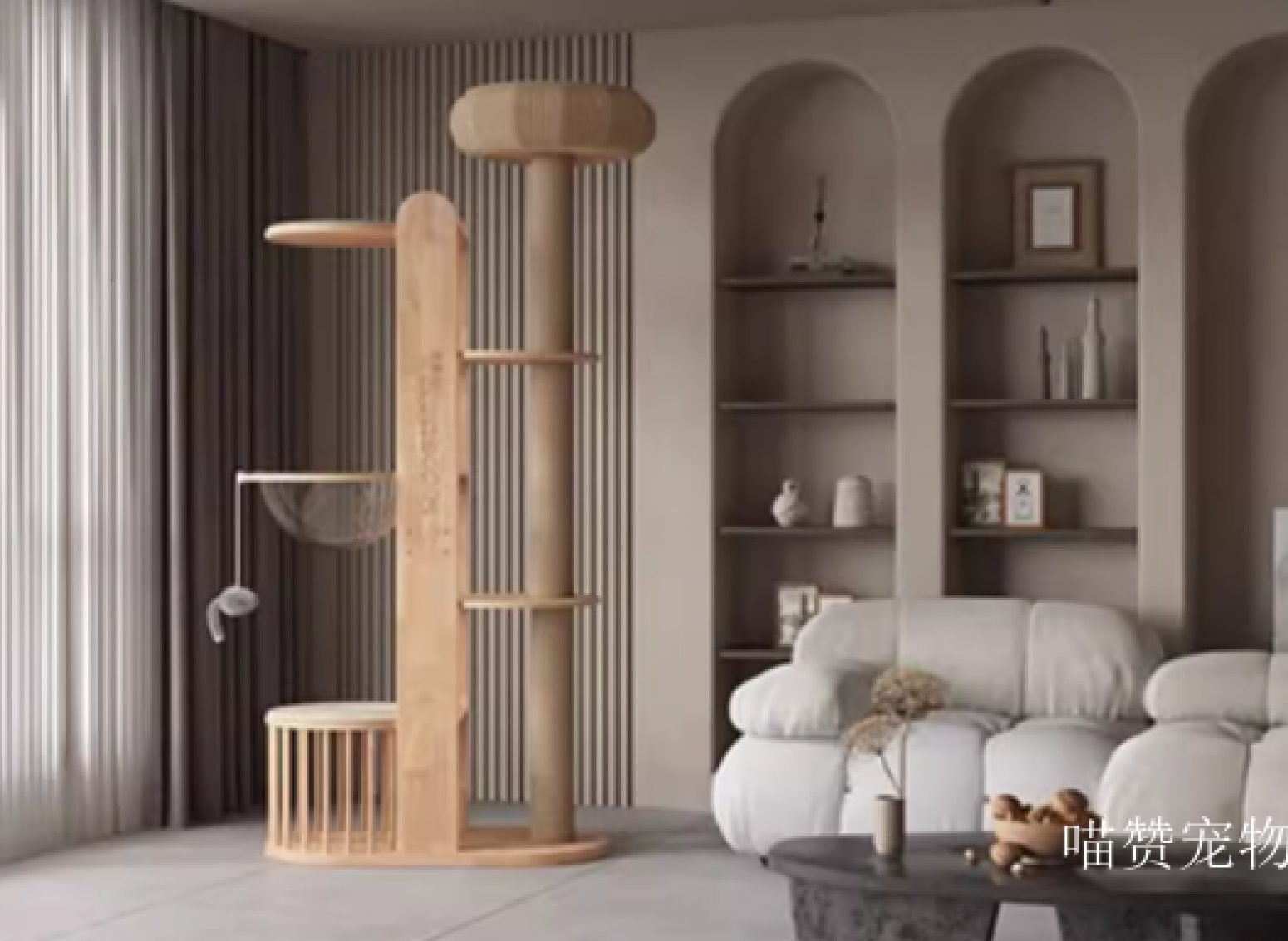 喵赞宠物Pet furnitureProduct《Solid Wood Large Cat Tree》【图0】