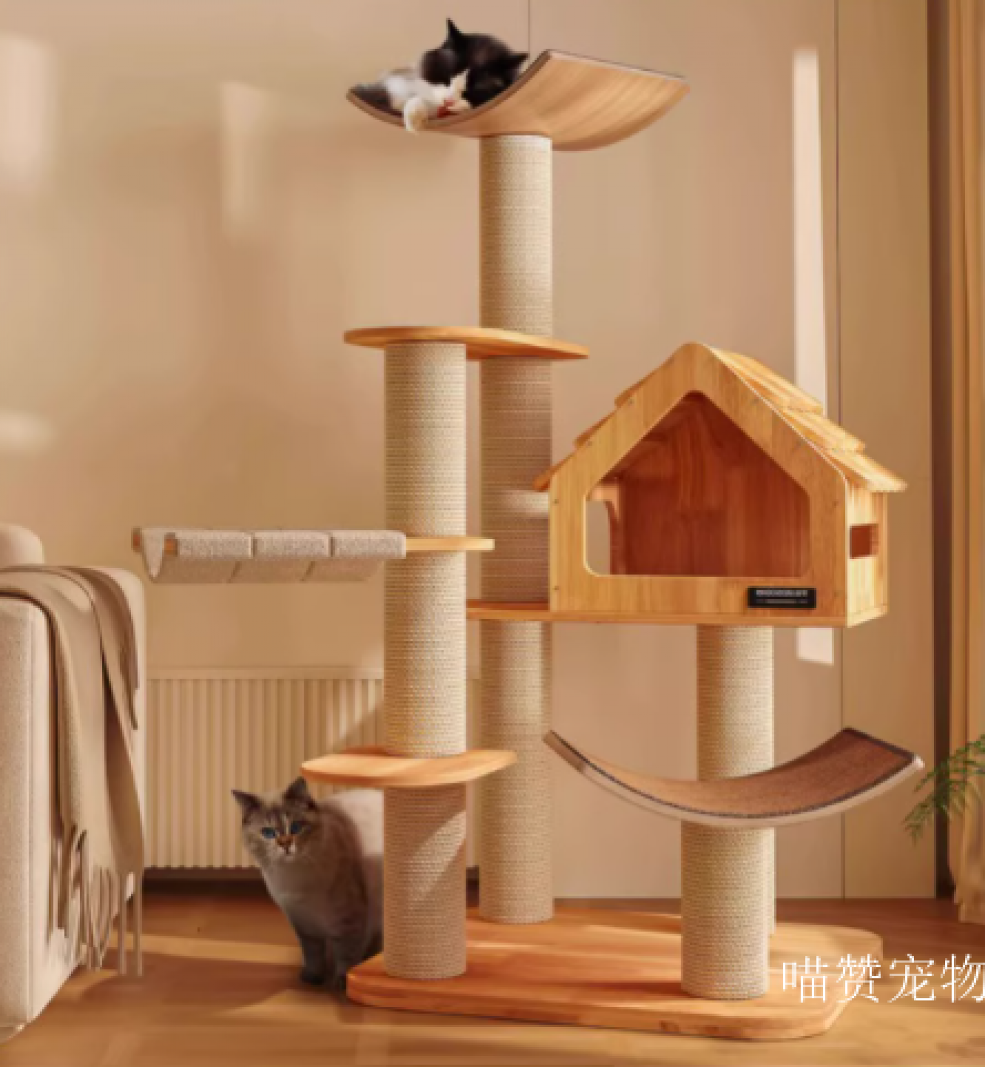 喵赞宠物Pet furnitureProduct《Woodland Solid Wood Cat Tree》【图1】