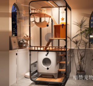 喵赞宠物 Pet furniture product 《Panoramic Glass Solid Wood Cat House》议价