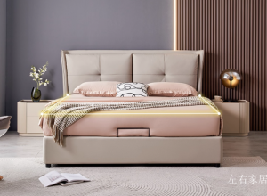 左右家居 Home Furniture product 《Luxury Leather Art Bedroom Bed》议价