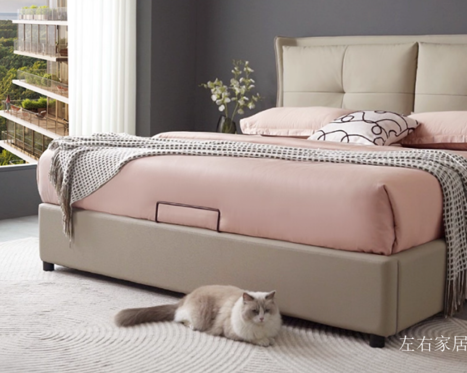 左右家居 Home Furniture Product 《Luxury Leather Art Bedroom Bed》【图2】