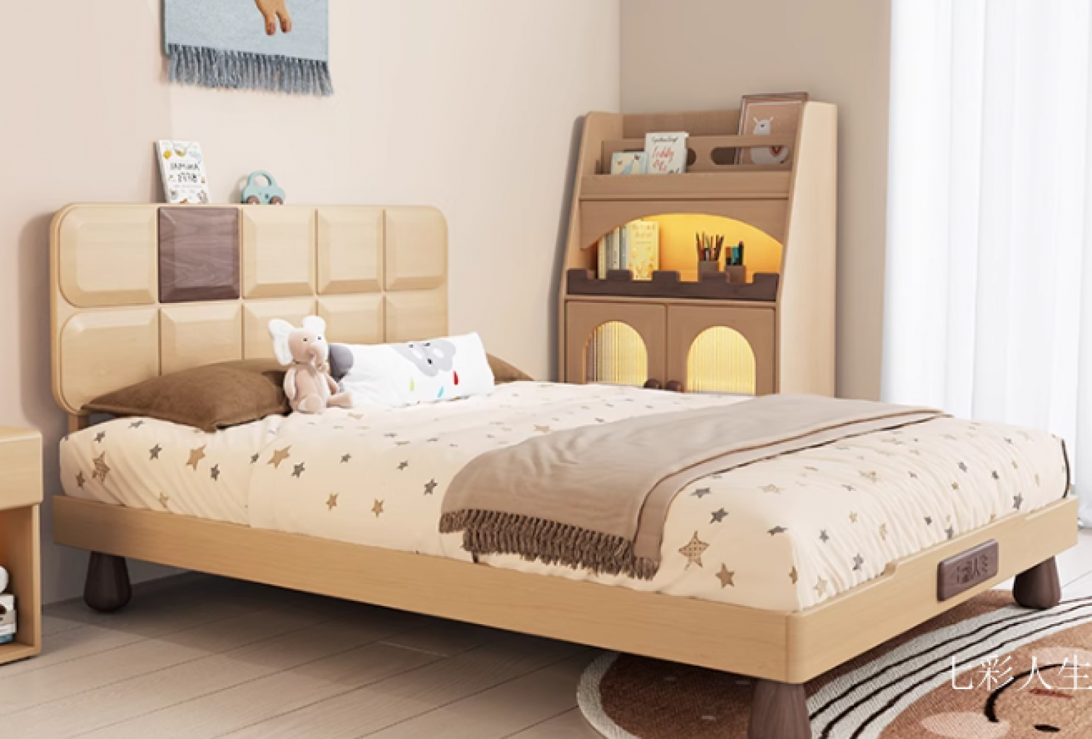 七彩人生 Children's furniture Product 《Solid Wood Children's Bed for Small Apartments》【图2】