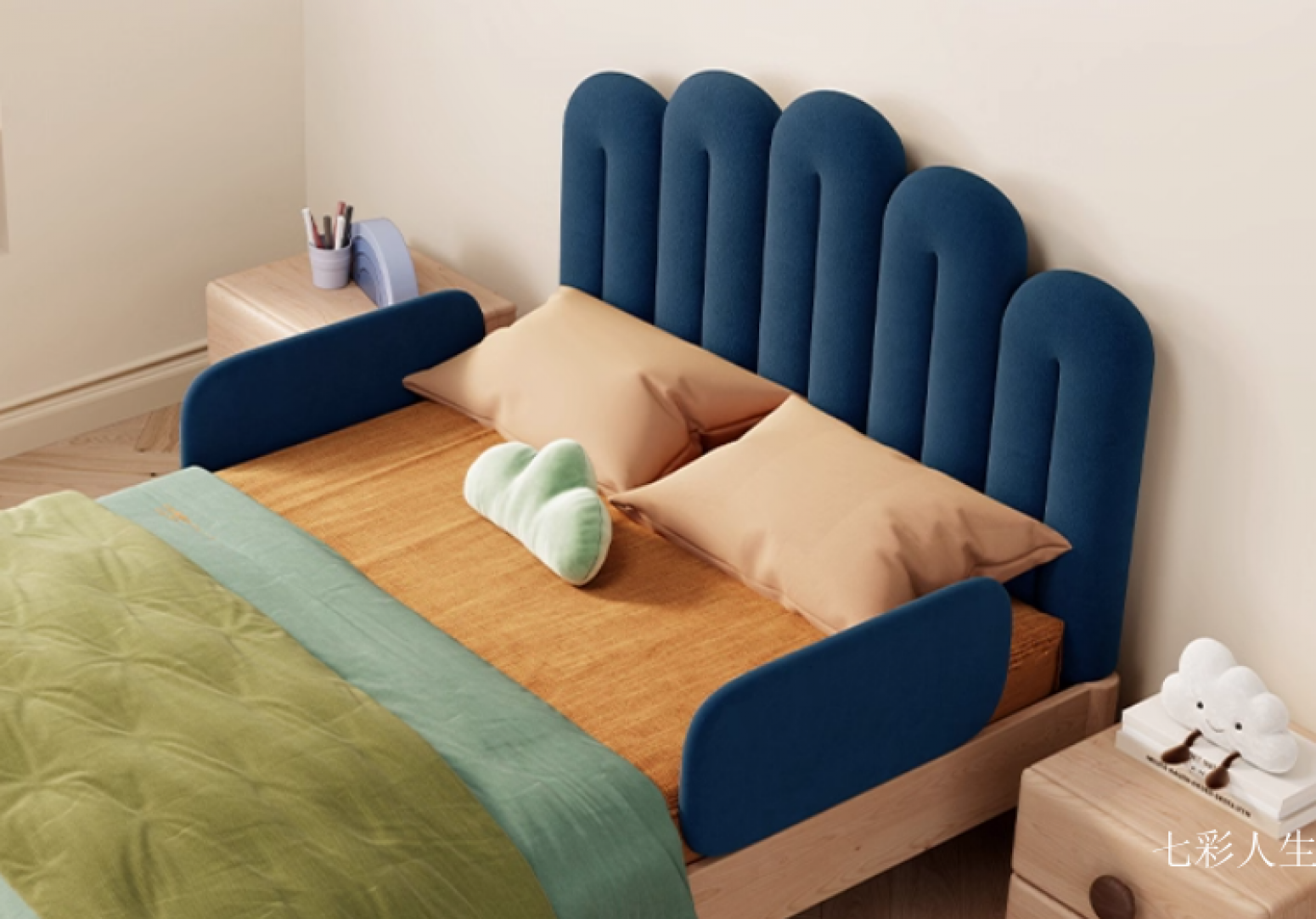 七彩人生 Children's furniture Product 《Viral-Worthy Upholstered Children's Bed》【图0】