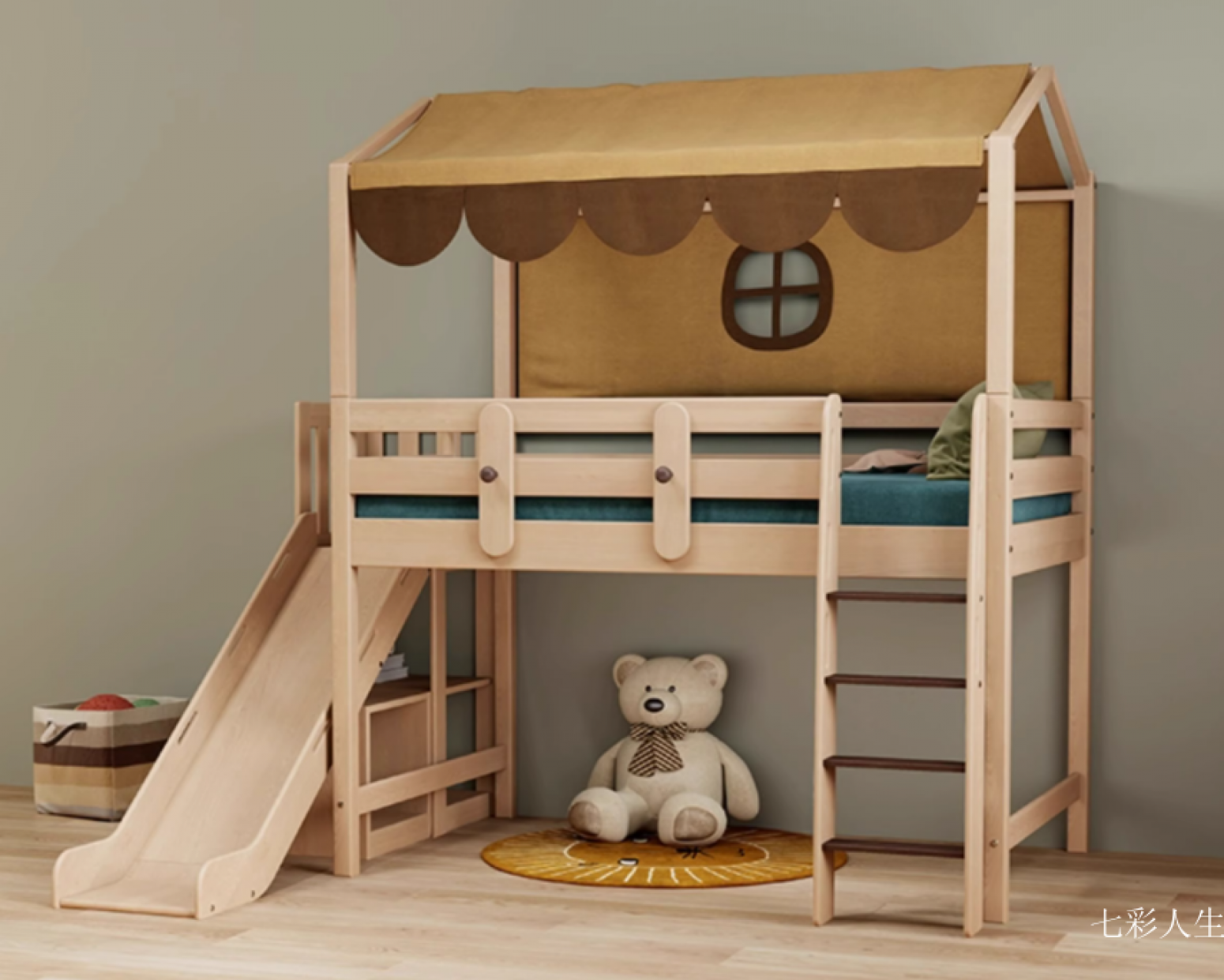 七彩人生 Children's furniture Product 《Flying House solid wood children's bed》 七彩人生 Children's furniture Product 《Flying House solid wood children's bed》【图1】