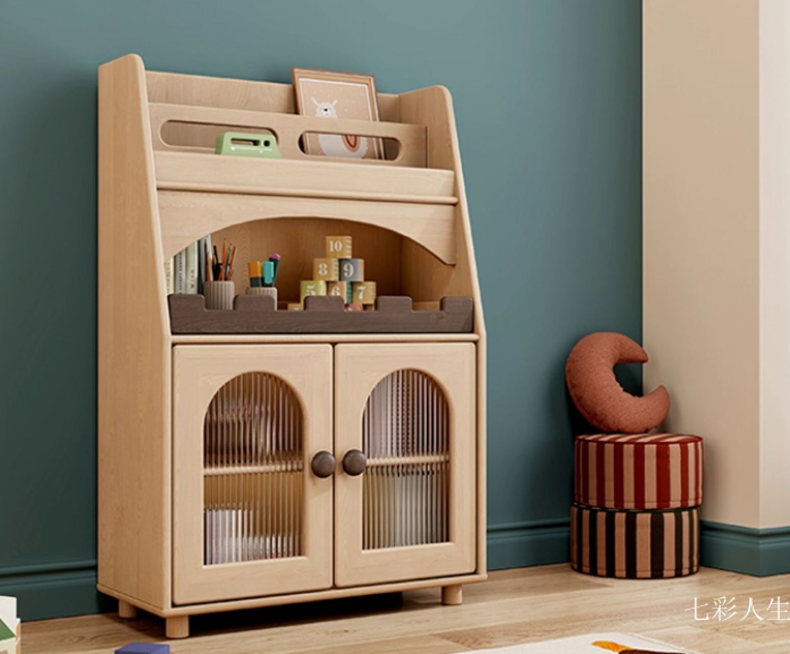 七彩人生 Children's furniture product 《All-solid wood children's storage rack》